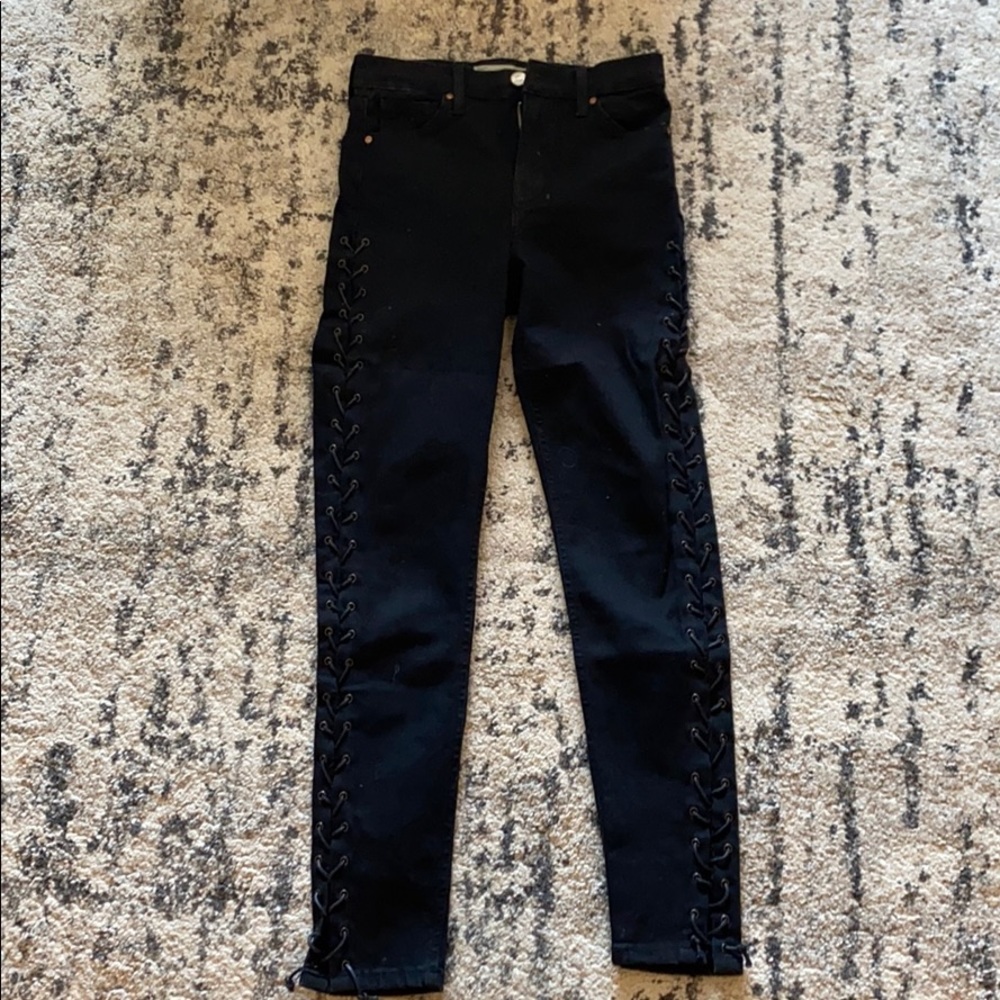 Topshop Jamie lace up black skinny jeans